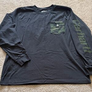 Carhartt Men's Black Long Sleeve with Camo Pocket